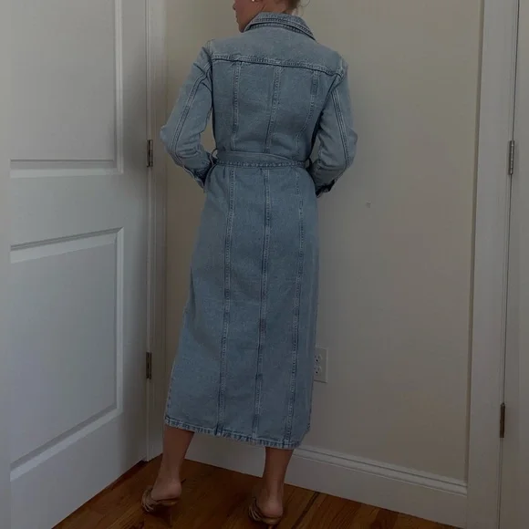 Zara Light Blue Denim Midi Dress - Picture 6 of 11